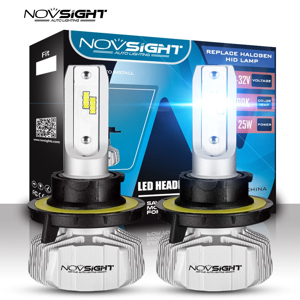NOVSIGHT 2 шт. H7 светодиодный фар автомобиля лампы 10000LM 50 Вт авто фары 6500 к белый CSP