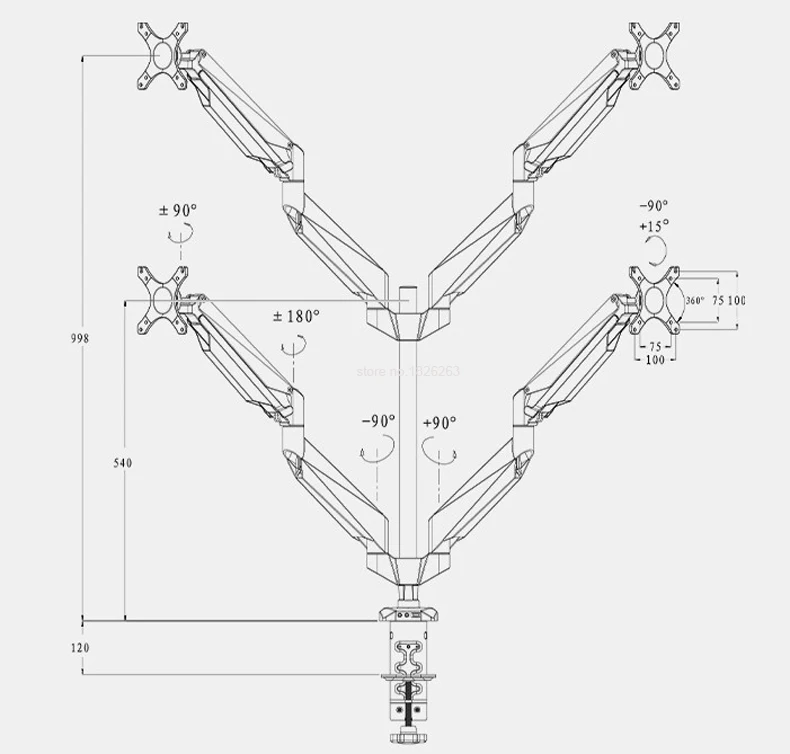 Loctek Quad-arm настольный монитор крепление 1"-24" кронштейн для монитора держатель с пневматической пружиной кронштейн с микрофоном/Аудио/usb портами D7Q