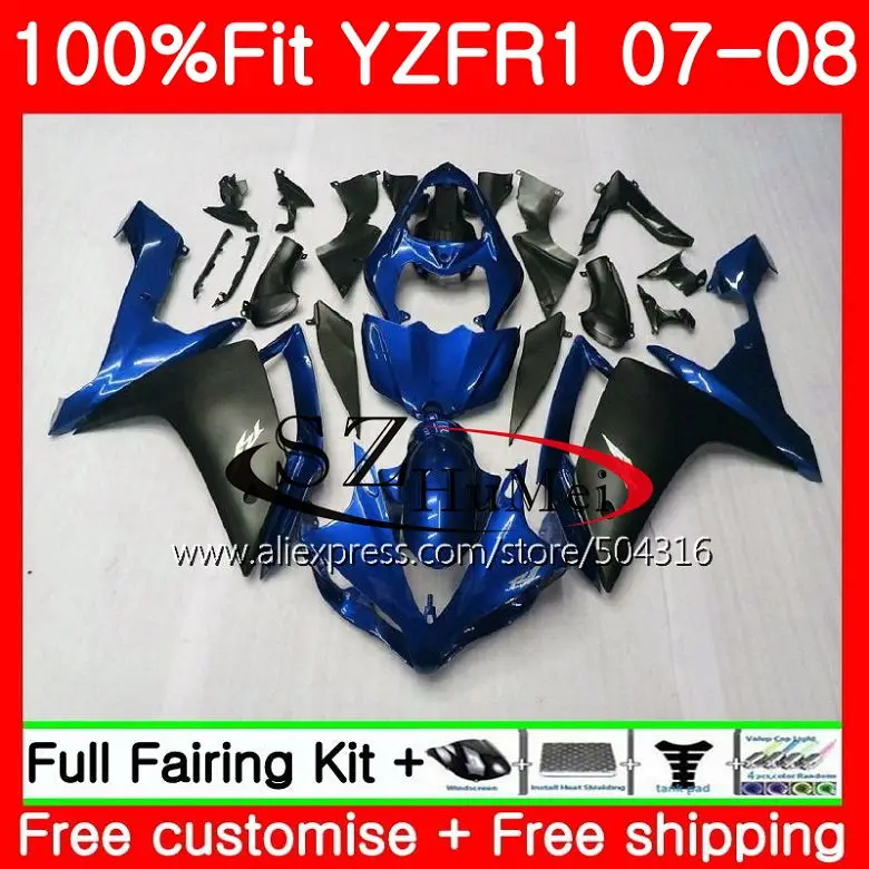 Инъекционный боди для YAMAHA YZF R1 1000 R 1 07 08 64SH14 YZF1000 Синий Черный Новый YZFR1 2007 2008