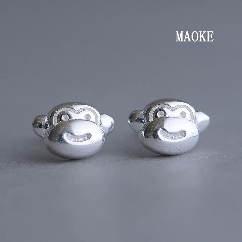 

Promotions 925 Sterling Silver Three-dimensional Glossy Monkey Earrings Korean Fashion Jewelry for Women's Fashion Gifts