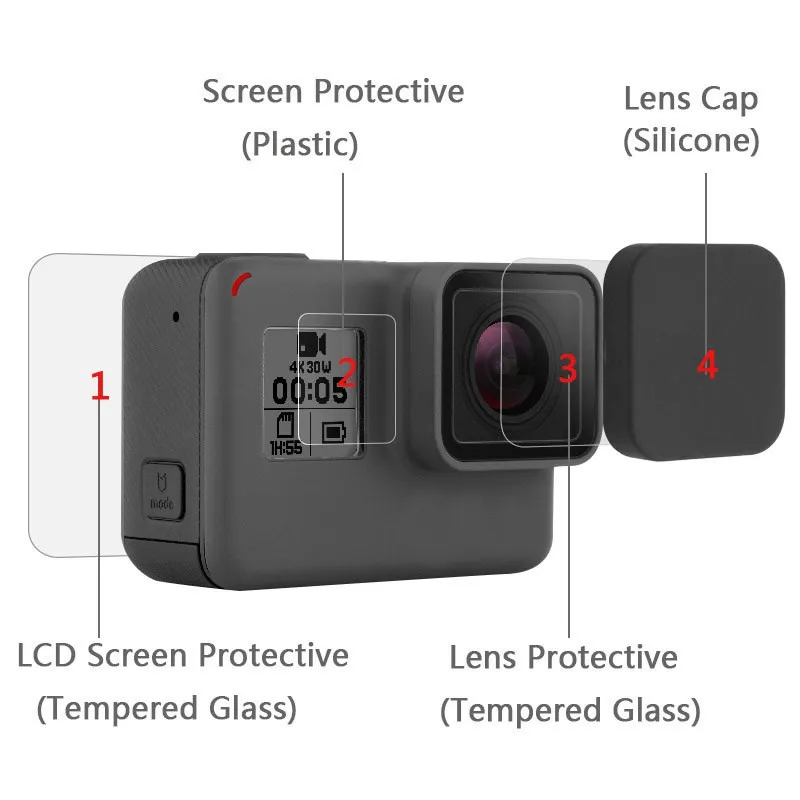 

Tempered Glass Protector Cover Case For GoPro Hero5 Hero6 Hero 7 Black Lens LCD Screen Protective Film Action Camera Accessories