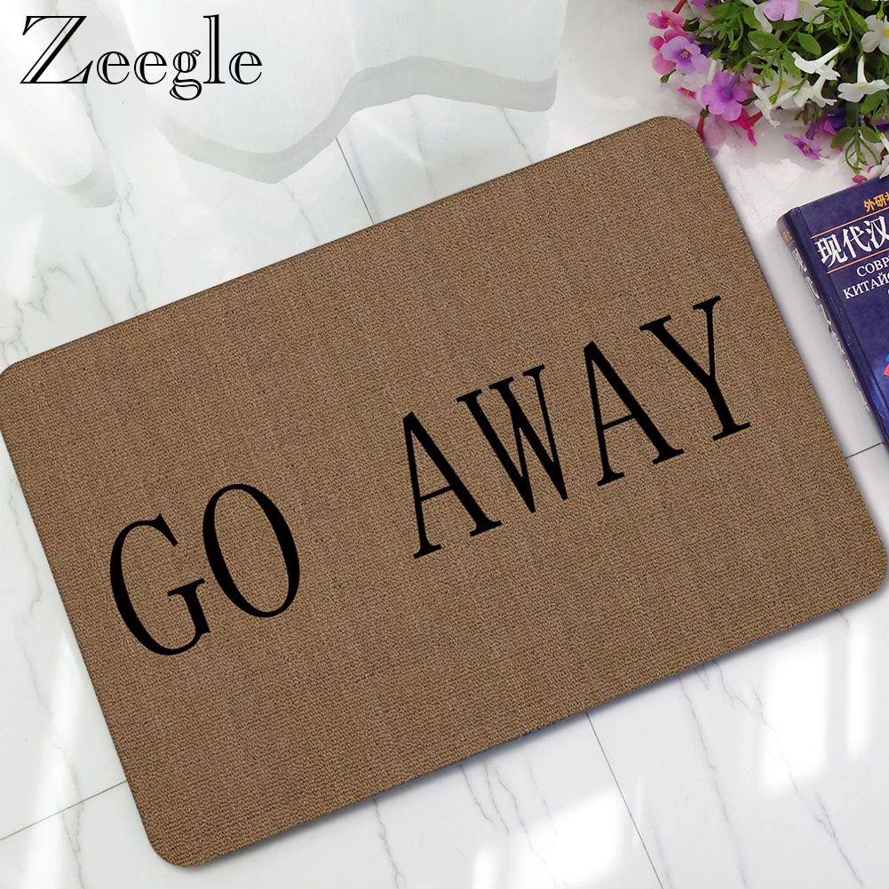

Zeegle Funny Go Away Rubber Doormat Outdoor Rug Waterproof Non-slip Bathroom Mat Washable Shower Carpet Foot Mat
