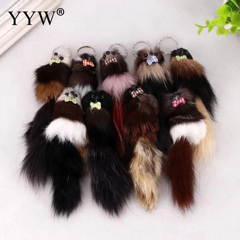 Faux Rabbit Fur Animal Keychain Handbag Ring Plush Porte Clef Artificial Fur Pompom Key Chain