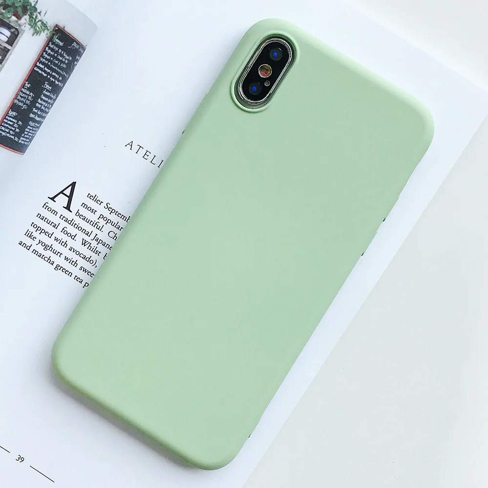 KIPX1124E_1_JONSNOW Pure Color Silicone Case for iPhone XS XR XS Max 6 6S 6P 7 8 Plus Ultra-thin Matte Dirt-resistant Soft TPU Solid Cover