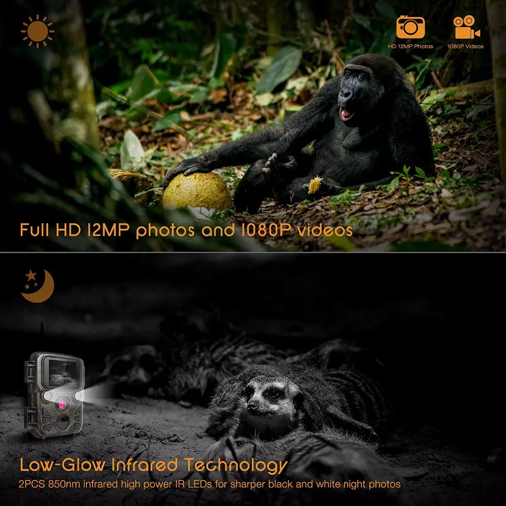 Дикая природа 12MP 1080P мини Трейл фото ловушка охотничья камера охотничья игровая камера наружная дикая разведка камера с PIR датчиком
