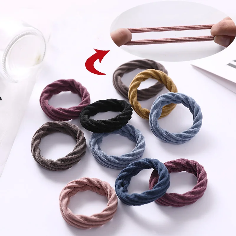 10pcs/Set New Women Basic Crude Elastic Hair Bands Ponytail Holder Scrunchie Headband Rubber Bands Fashion Hair Accessories
