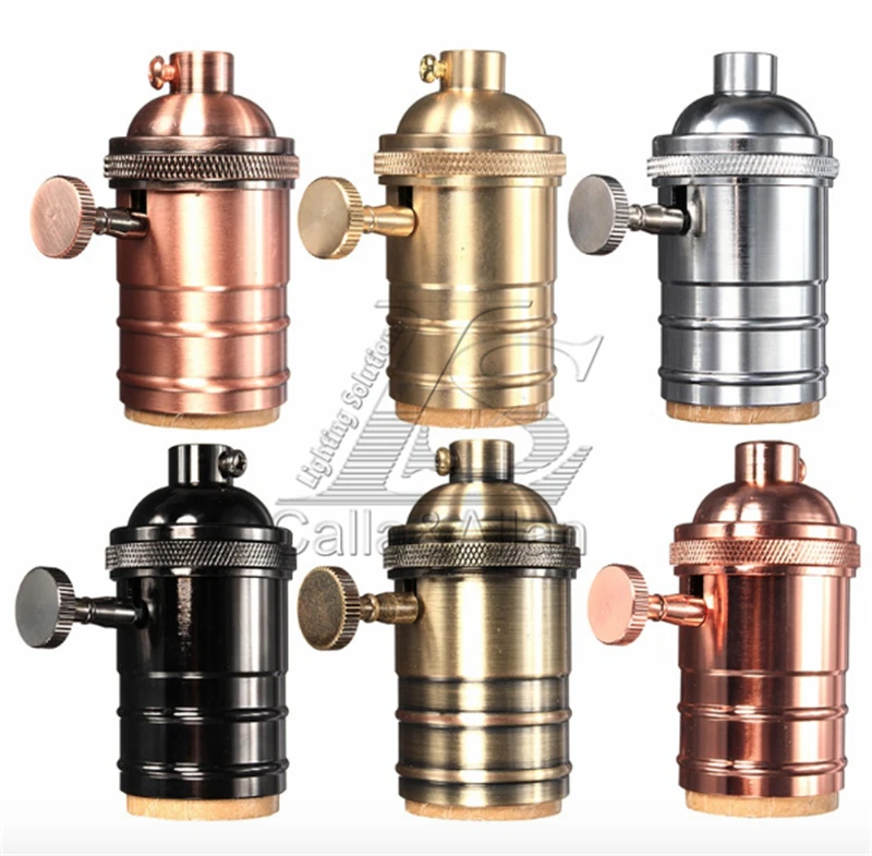 2 шт./лот старинный держатель лампы E26/UL Винтаж Эдисона винт лампы гнездо Ретро подвесной светильник лампа база с ручкой переключатель