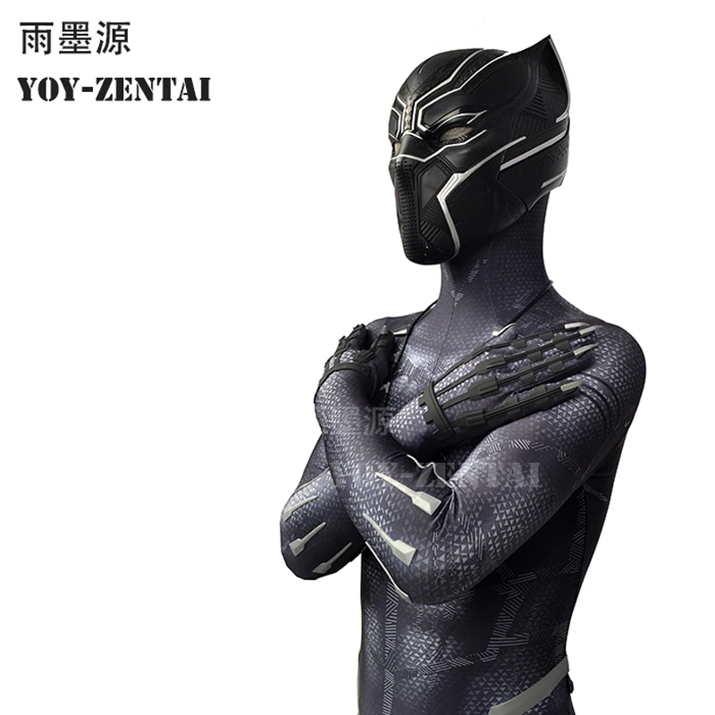 YOY-ZENTAI-4, высокое качество,, Черная пантера, костюм с деталями, Черная пантера, косплей костюм с ожерельем, лапа