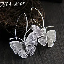 2019 New Hot Fashion Fine Excellent Jewelry Thai Silver Butterfly Old Silver Color Brincos Drop Earrings