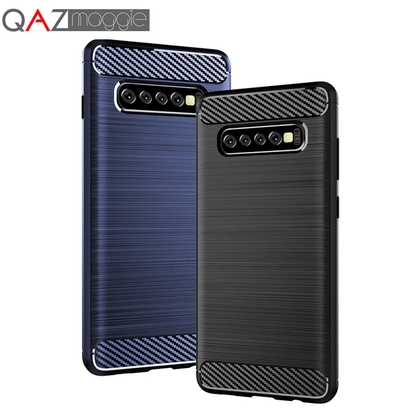 Чехол для Samsung Galaxy S10 Plus E + Силиконовый мягкий ТПУ/углеродное волокно текстура