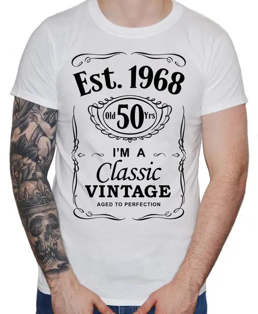 2018 new cool tee shirt men s 50th birthday t shirt est 1968 vintage