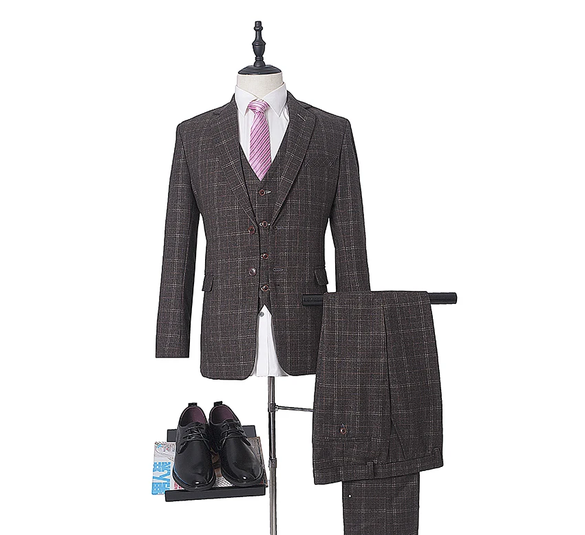 Брендовые мужские костюмы бордовые твидовые свадебные костюмы для жениха плюс размер 3 шт(куртка+ жилет+ брюки) строгий костюм для мужчин