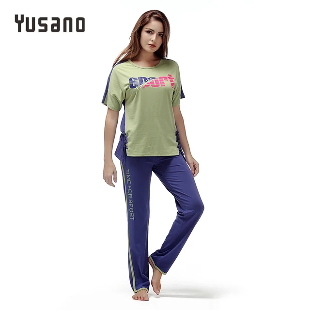 Yusano 2018 Women Pajamas O neck Short Sleeve Nightwear Comfortable Soft Cotton Side Bandage Print Sleepwear Girl Home Clothing