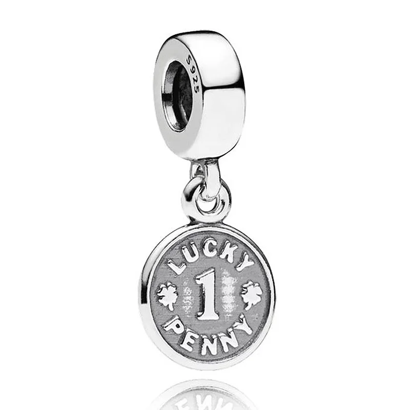 

Authentic 925 Sterling Silver Bead Charm Vintage Lucky Penny Pendant Beads Fit Women Pandora Bracelet Bangle Diy Jewelry