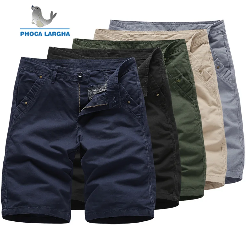 

2019 New Summer Brand Men Shorts Solid Color Casual Loose Shorts Mens Fashion Button Cargo Shorts Male Thin Short Trousers