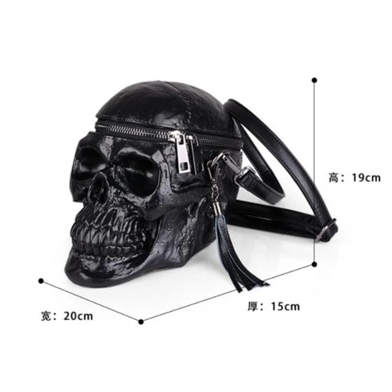 HIGHREAL Originality Women Bag Funny Skeleton Head Black handbad Single Package Fashion Designer Satchel Package Skull Bags 6