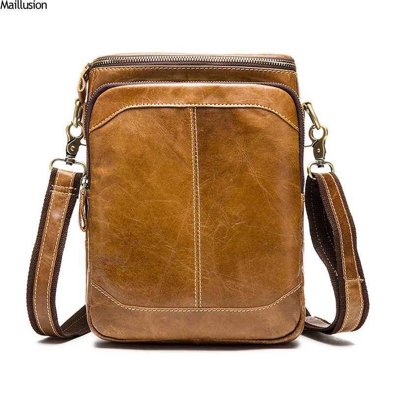 

Maillusion Genuine Leather Men Bag Fashion Leather Crossbody Bag Shoulder Men Messenger Bags Small Casual Designer Handbags Man