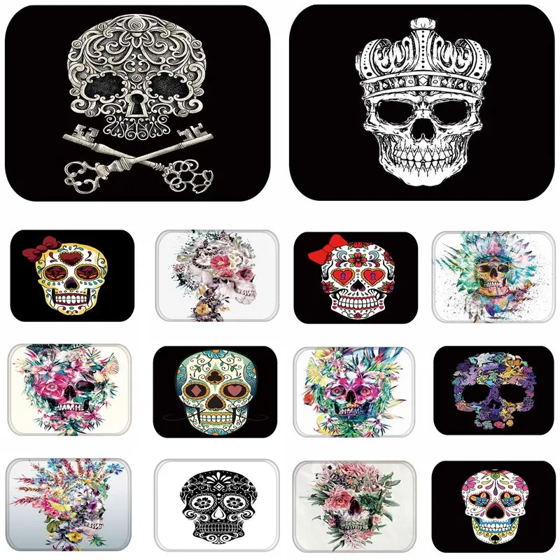 1pcs 40*60cm Flower Skull Pattern Anti-Slip Suede Carpet Door mat doormat Outdoor Kitchen Living room Floor Mat Rug 48209 1pcs 40*60cm Flower Skull Pattern Anti-Slip Suede Carpet Door mat doormat Outdoor Kitchen Living room Floor Mat Rug 48209