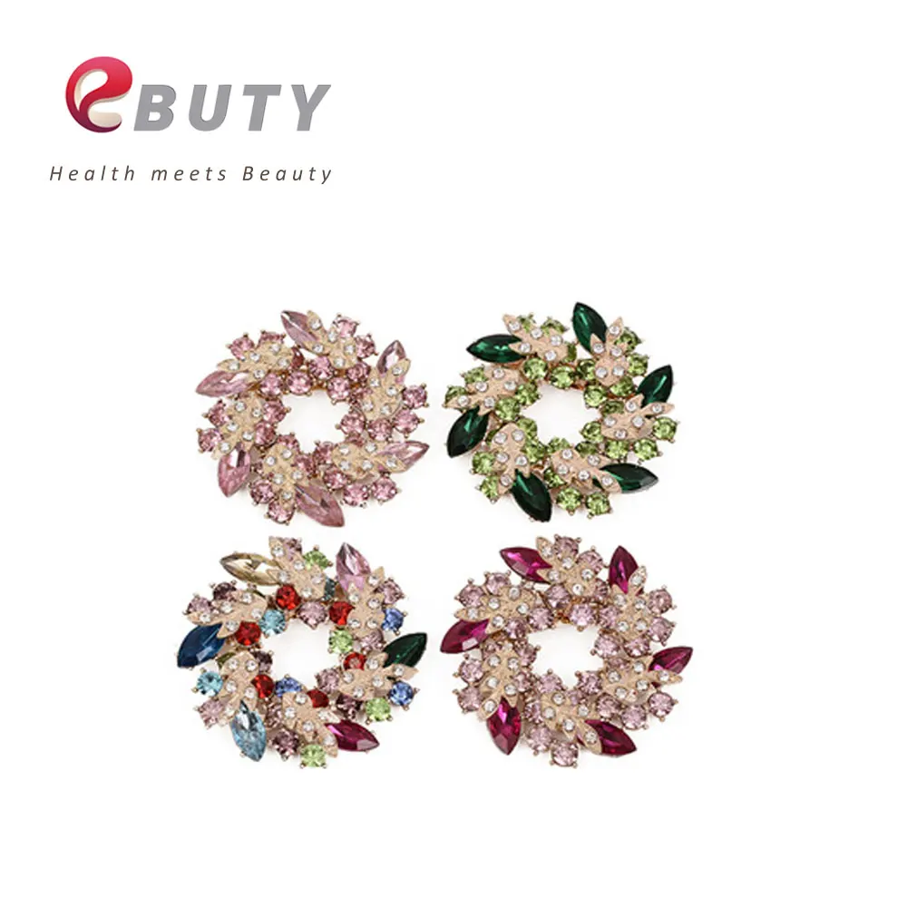 

EBUTY Vintage Flower Wreath Brooch High Grade Crystal 4 Color Bauhinia Rhinestones Jewelry Brooches Pins For Woman