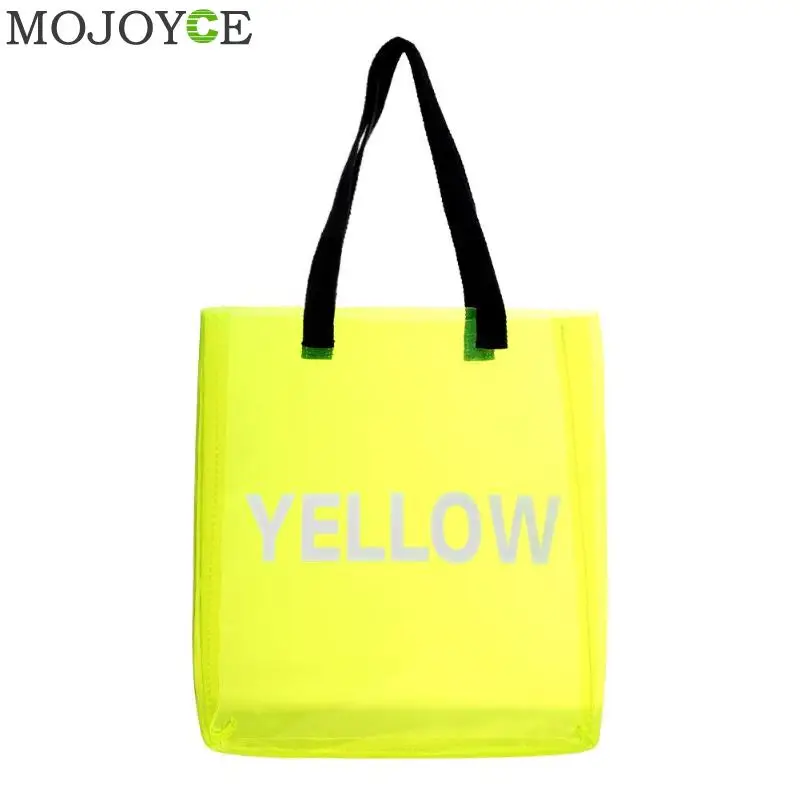 Прозрачная женская сумка для покупок, портативная голографическая Желейная сумка, ПВХ прозрачная пляжная сумка, женская сумка через плечо, пляжные дорожные сумки - Цвет: Цвет: желтый