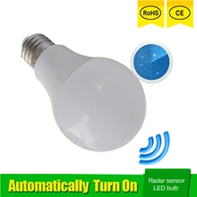Светодиодная лампа с радиолокационным датчиком движения E27 5 Вт 7 Вт 9 Вт 110 В 220 в 85-265 в автоматический умный светодиодный инфракрасный светильник с датчиком движения тела
