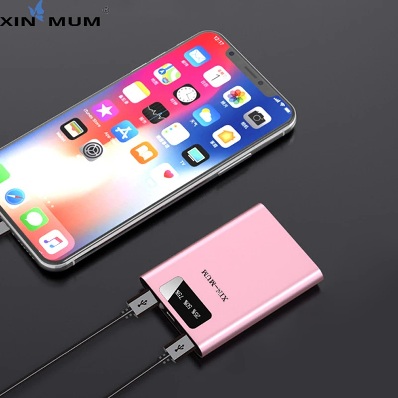 

XIN-MUM 8000mAh Mini Power Bank Slim Dual USB LED Light LCD Battery Protable Quick Charge for iPhone Samsung Xiaomi Huawei LG