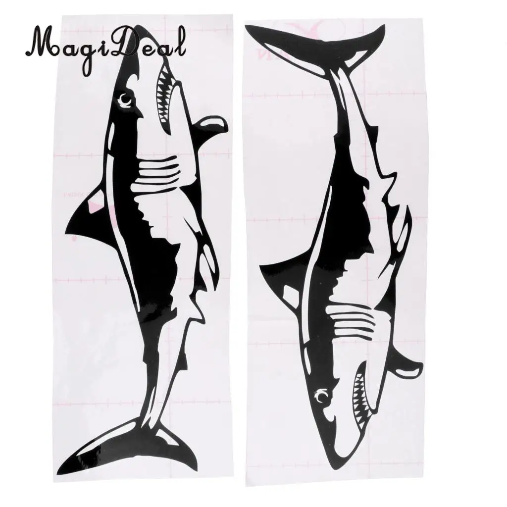 2Pcs Shark Sticker Decal for Car Truck Kayak Fishing Boat Graphics Accessories - Waterproof, Adhesive, Durable & Long Lasting