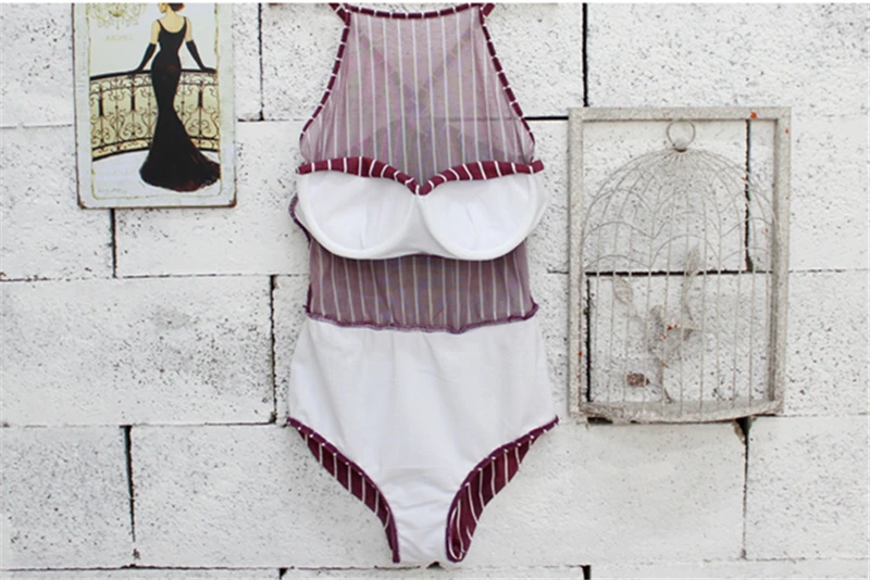 Женский купальный костюм сексуальные кружева ванный комплект, для женщин, пуш-ап Плавание костюм дамы Плавание одежда для женская пляжная одежда полосатый Monokini XL