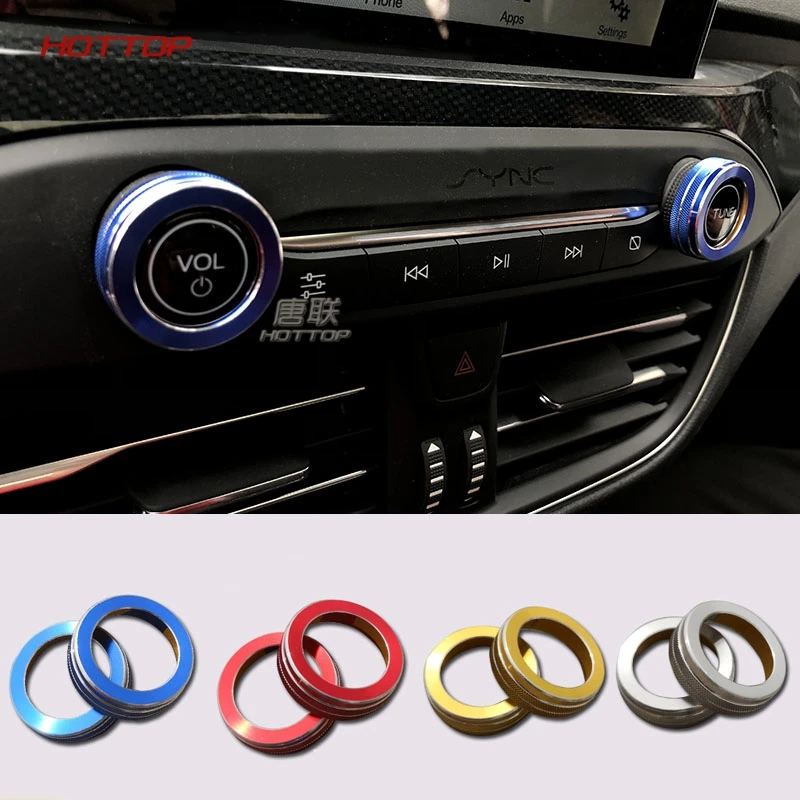 

Alum Alloy Car Styling Sound Control Knob Switch Button for Ford Focus 2019 Center Volume Decoration Ring Trim Cover