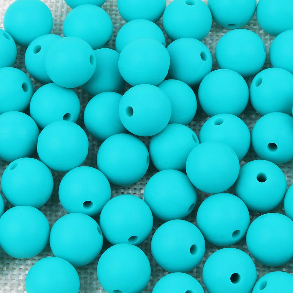 TYRY.HU 50pcs/lot Food Grade Silicone Beads 12/15mm Round Pearl Silicone Baby Teether Toy Silicone BPA Free DIY Nursing Necklace - Цвет: 6