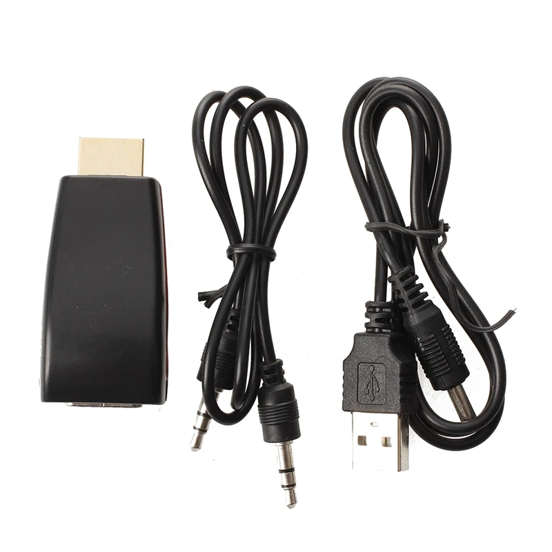 Mini Adapter Converter HDMI Male to VGA Video Audio Black                                                                     #8