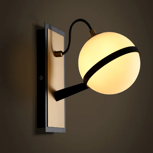 Retro Frosted Glass Ball Sconce Wall Lamp Light