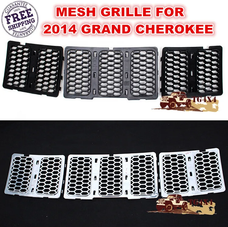 

Black/Chrome ABS Mesh Grille for 2014+ Jeep Grand Cherokee Grilles Gird Bug Screen Engine Protection Insect Filter Covers
