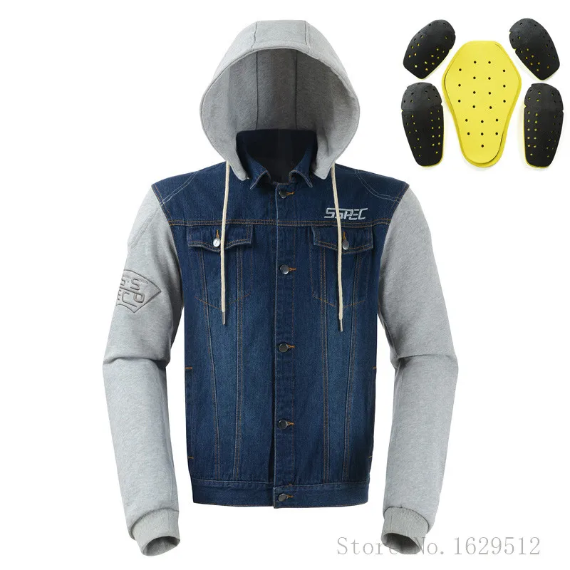 

Dain Motorcycle Sweatshirt With Protector's Armor Guard Motorsport Hoodies Cold-proof Denim Motorcycle Jacket Moto Chaqueta