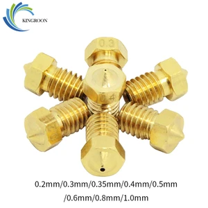 10 шт. V5 V6 сопла 0,2 мм 0,3 0,4 мм 0,5 0,6 0,8 1,0 мм 3D-принтеры Запчасти M6 резьбовых металлический для 1,75 мм Нити Экструдер часть 1 - изображение