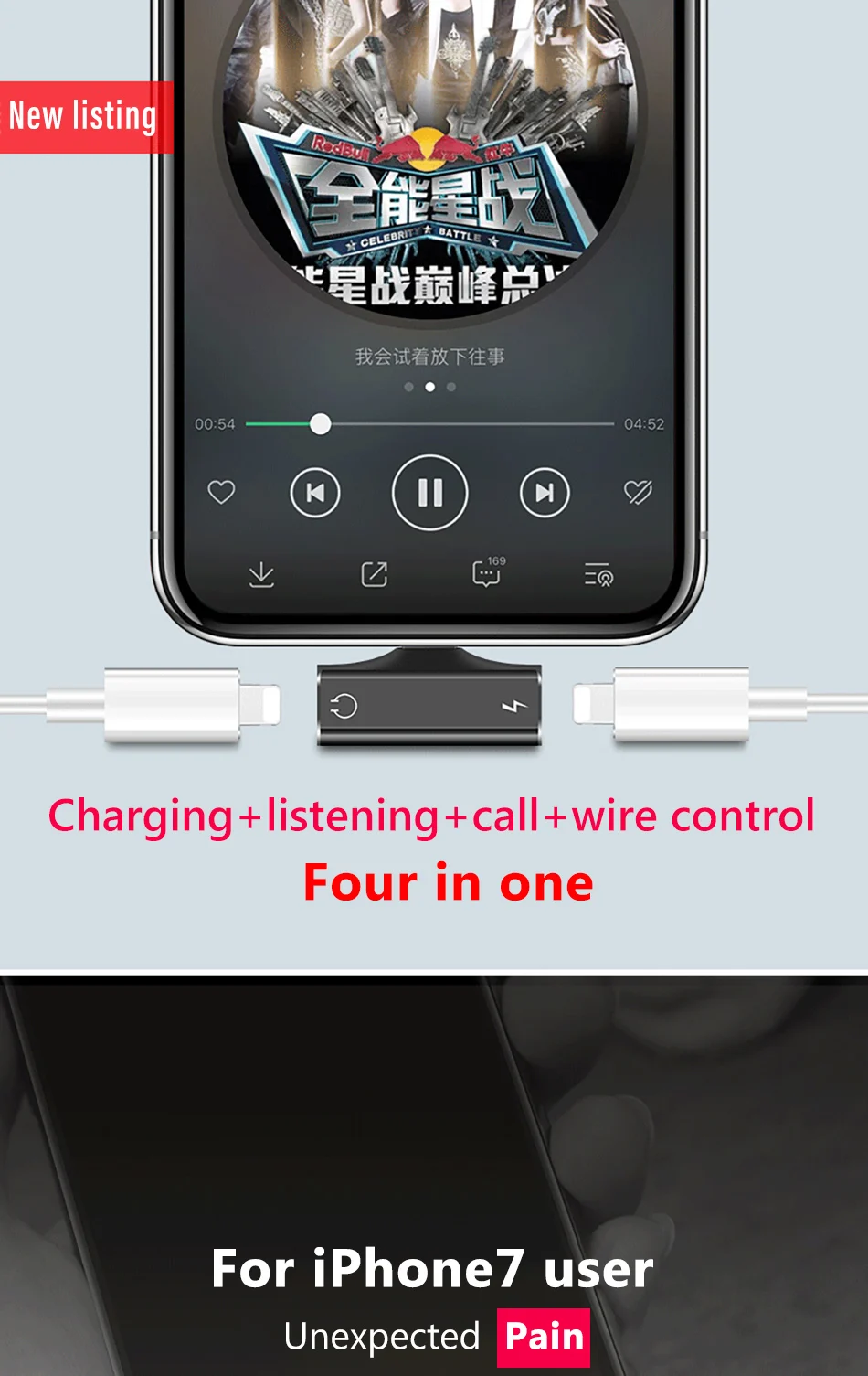 Mini 2 in 1 Dual Lighting Audio Charger Connecter For iphone X 8 7 Plus XS MAX XR Charge Adapter AUX Splitter Cable 1 (1)