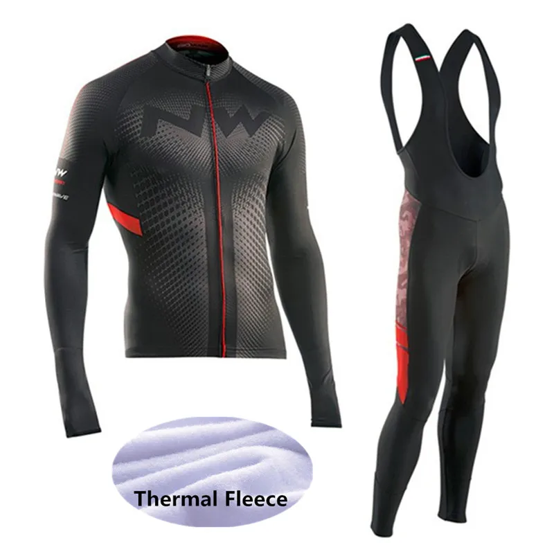 

2018 Pro NW Men Long Sleeve Cycling Clothing Ropa Ciclismo Invierno Hombre Winter Thermal Fleece Cycling Jersey Bib Pants Set