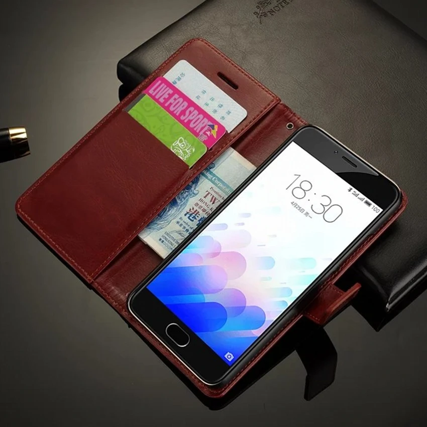 

Luxury Retro Wallet Stand Flip Leather Case For Meizu M3 M3s M3 Mini PU Leather Case Cover With Card Slot Kickstand