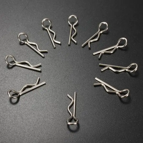 

New Arrival 10 pcs Large Silver 30mm Shell Body Cover Clips Pins R Shape Pin Secure Shell Model RC Model Part For RC Remote Part