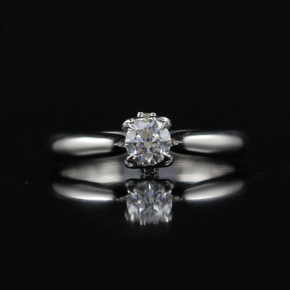 

LASAMERO 0.307CT FG/SI Round Cut Modern Natural Diamond Ring For Women Gift 18k White Gold Certified Engagement Wedding Ring
