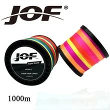 JOF 4 нити рыболовная леска 1000 м цветная PE большая лошадиная мощность рыболовная леска 8 ткет прочная плетеная проволока многофункциональные рыболовные инструменты