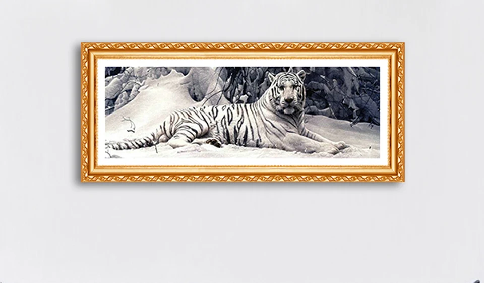 Алмазная вышивка 5D DIY Алмазная Картина Вышивка крестом белый тигр Круглый Алмаз животные Домашние картины для хобби творчества
