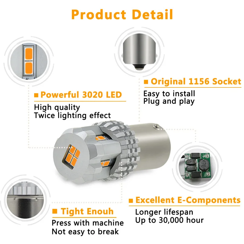 OXILAM 2Pcs 1156 Ba15s P21w LED Bulb 3020 SMD Daytime Running Light DRL 7506 Turn Signal Lights Auto Lamp Car Lights Yellow OXILAM 2Pcs 1156 Ba15s P21w LED Bulb 3020 SMD Daytime Running Light DRL 7506 Turn Signal Lights Auto Lamp Car Lights Yellow