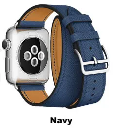 Для Apple Watch 4 группа из натуральной кожи двойной тур часы Замена ремешка ремешок для Apple Watch Series 1 2 3 iWatch Herme браслет - Цвет ремешка: Without H LOGO Navy