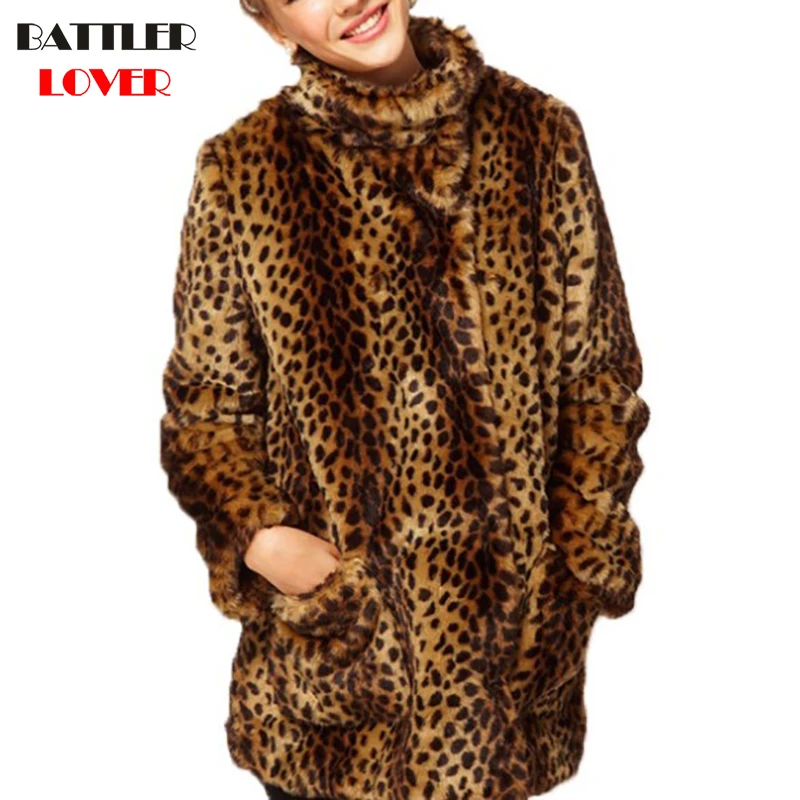 Leopard Fur Coat Winter Jacket Women Coats Jackets Raccoon Faux Fur Coats Womens Mujer Femme Damen Pelzmantel Fall Jackets 2018