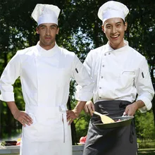 (5 get 10% off, 10 get apron)Classy man/woman head chef wear uniform clothes white long sleeve restaurant hotel kitchen coverall
