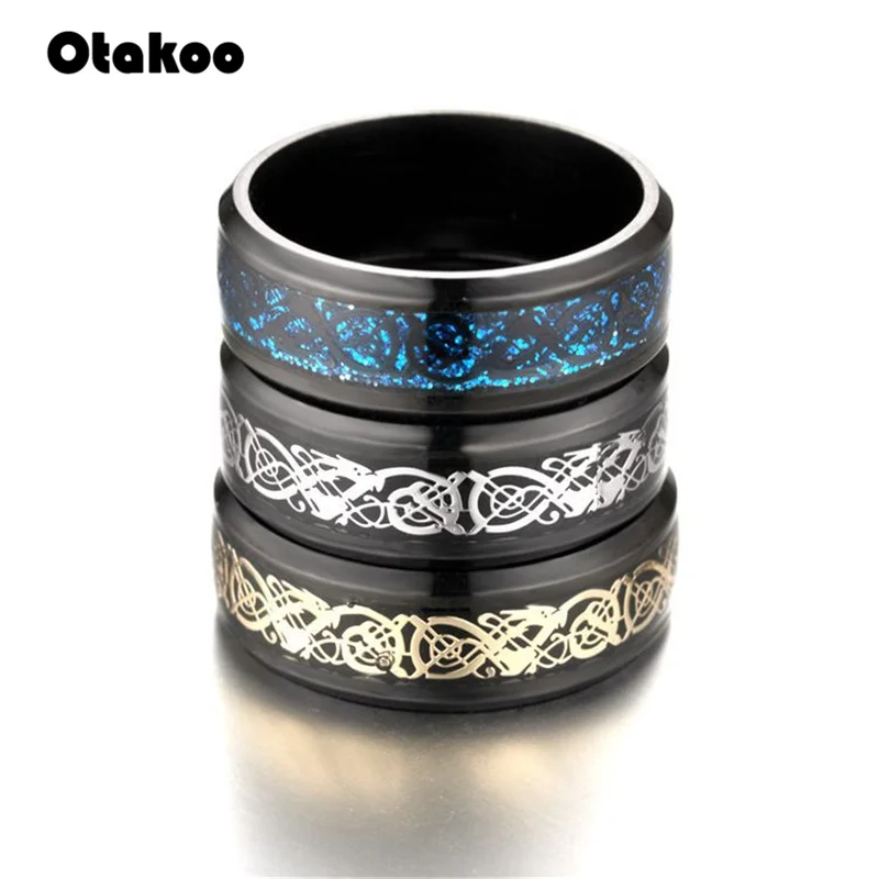 Мужское Винтажное кольцо Otakoo Золотое с драконом и из нержавеющей стали 316L для