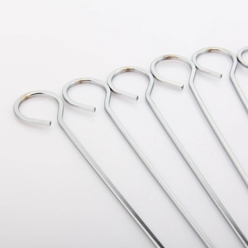 12pcs 30cm Stainless steel Flat BBQ Sticks Metal BBQ Barbeque Skewers Kebab Stickers Grill Barbecue Accessories
