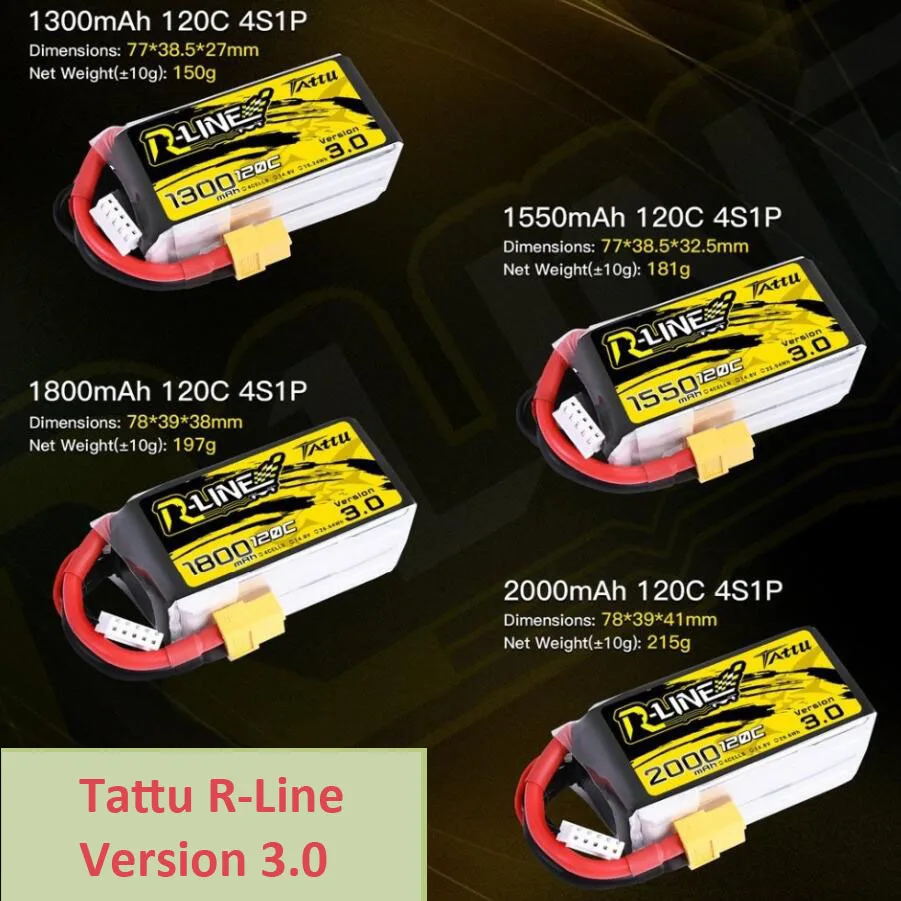 TATTU R-Line версия 3,0 V3 1300/1550/1800 mAh 120C 4S 2000 V Lipo аккумулятор с разъемом XT60 для FPV Racing Drone RC Quadcopter