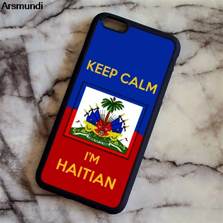 

Arsmundi Keep Calm, I'm Haitian Haiti Flag Phone Cases for iPhone 4S 5C 5S 6 6S 7 8 X for Samsung Case Soft TPU Rubber Silicone